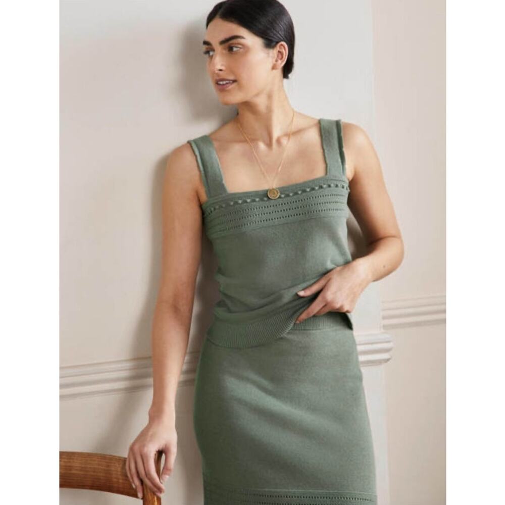 Boden Olive Green Knit Square-Neck Tank
